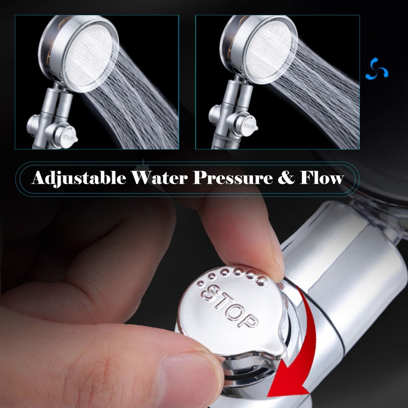 Handheld Shower Head with Turbo Fan ON/Off Pause Switch High