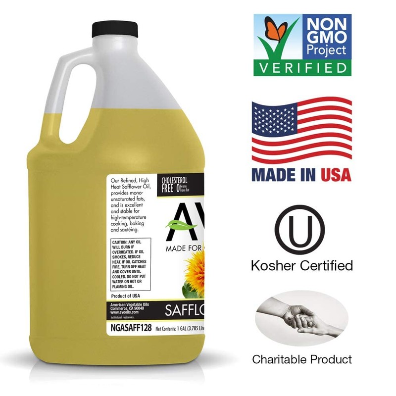 AVO Naturally Processed NON-GMO High Oleic Safflower Oil, 1 Gallon