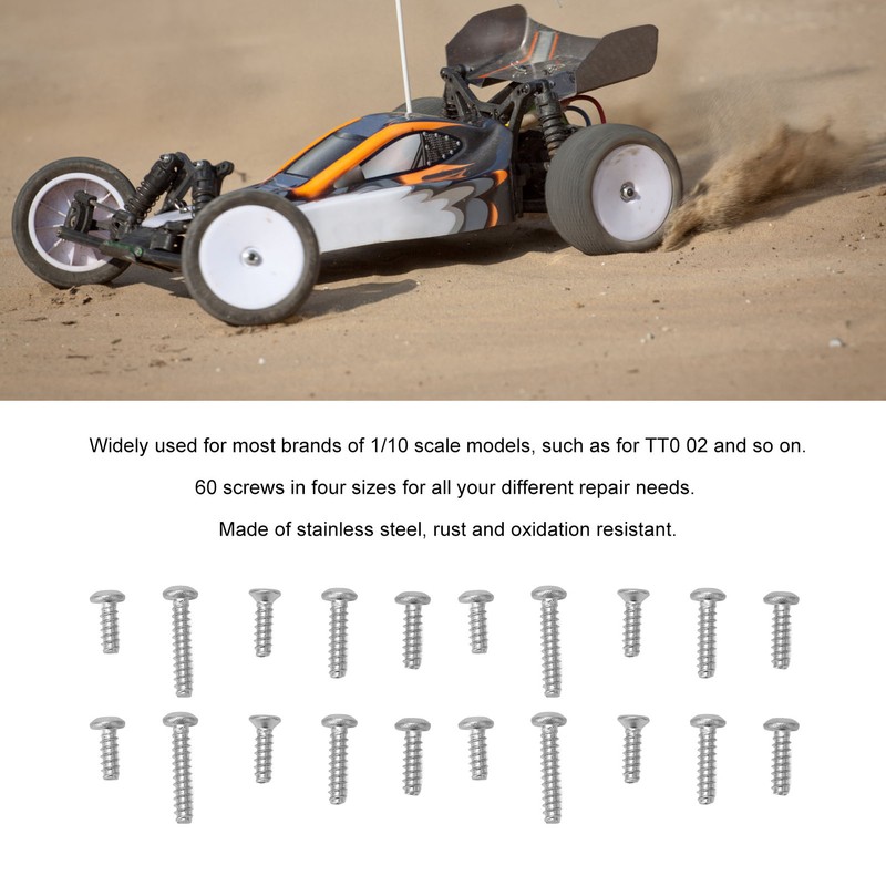 RC Screw Kit Stainless Steel Half Round Head Countersunk Head