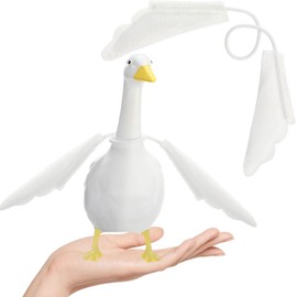 Civaner Porch Goose Wings Downy Poseable Swinging Goose Outfit for Lawn, Patio, Outdoor Statue Decoration (7 Inches)