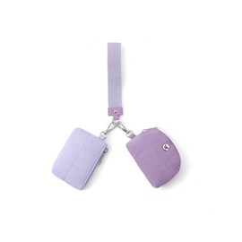 WESTBRONCO Mini Keychain Wristlet Wallets for Women Portable Dual Pouch Wristlet Detachable Quilted Nylon Coin Purse Pocket for Travel Sports Outdoors (Purple)