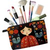 Livel lhood Young Lady with Cats Makeup Bag Folk Art
