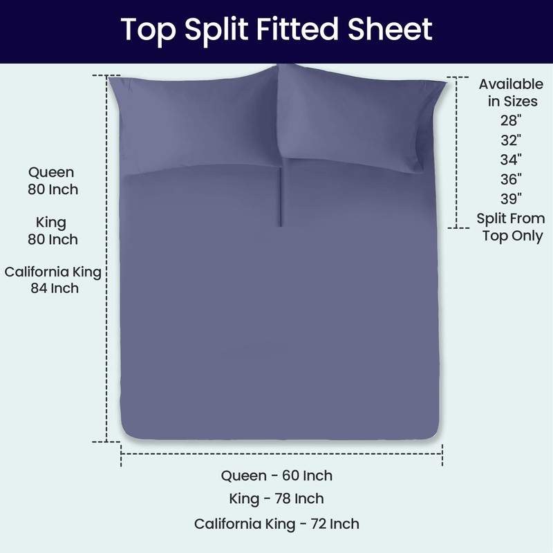 SGI bedding 34" King Split Top Flex Head Sheet Set