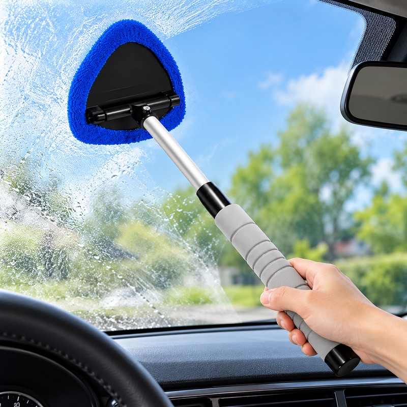 Telescopic Car Windshield Cleaner for Interior Glass – 180° Rotating