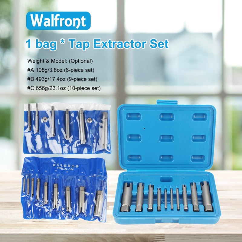10 Pcs Tap Extractor Set, High Speed Steel Broken Head