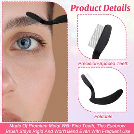 MBAIYO 6 Packs Foldable Eyelash Comb Separator, Folding Lash Comb Eyebrow Mascara Applicator Stainless Steel Teeth Lash & Brow Brush for Clump-Free Mascara Professional Makeup Tool(Black)