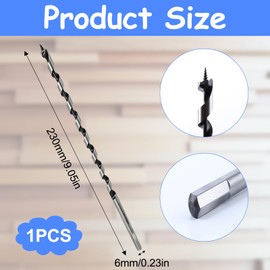 1 PCS Spiral Drill Bit, Extra Long Wood Drill Bit, 6mmx230mm Silver Hexagonal Handle Wood Drill Bit, Suitable for Wood Cutting
