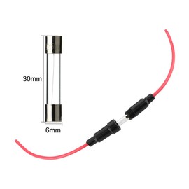 Gebildet 6 x 30mm AGC Inline Fuse Holder, 15 Pack, 32V 20A Fast-Blow, Glass Fuse, 16 AWG Wire, Waterproof, Plastic and Metal