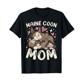 Maine Coon Mom, Cat Family Mother & 2 Kittens, Mothers Day T-Shirt