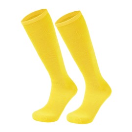 Century Star Yellow Socks for Girls Soccer Socks Youth Socks Cotton Kids Tube Socks Boys Girls Sport Stocking 1 Pair Solid Yellow 9-12 Years