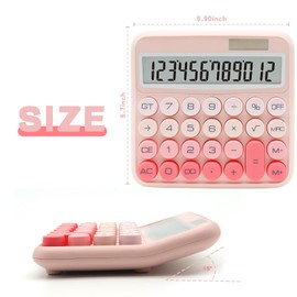 Gradient Pink Calculator, Standard Calculator 12 Digit with Large LCD Display and Big Buttons,Pink Office Accessories for Women Desk,Cute Calculator for Office,School, Home,Business(Meat Pink)