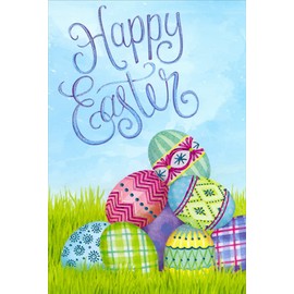 Pictura Pile of 8 Colorful Foil Patterned Eggs Easter Card