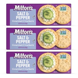Milton's Gourmet Crackers, Salt & Pepper - Non-GMO Project Verified, Natural Ingredients, Kosher, Great for Charcuterie Boards - 6.8 Oz, Pack of 3