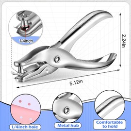 Shappy 3 Pack Metal Hole Punchers Single Hole Punch Paper Puncher Ticket for School, Home and Office(1/4 Inch Hole)