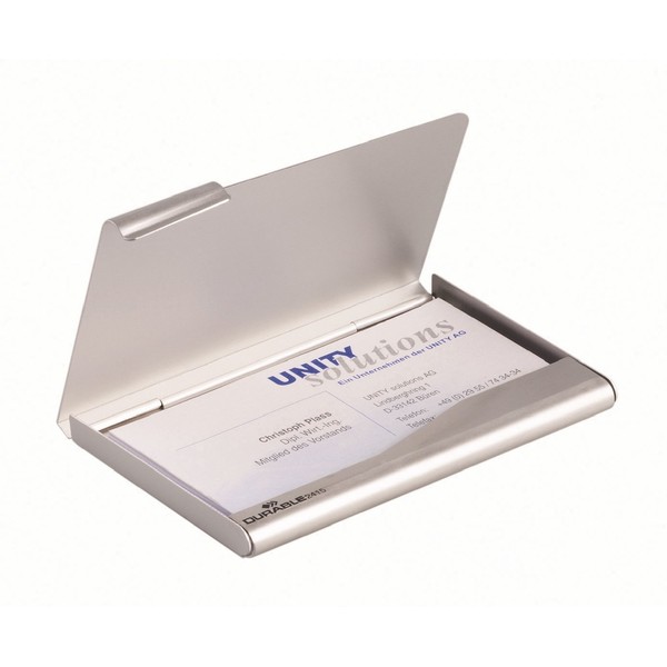 Durable 2415/23 Aluminium Business Card Box/Holder/Case - Silver