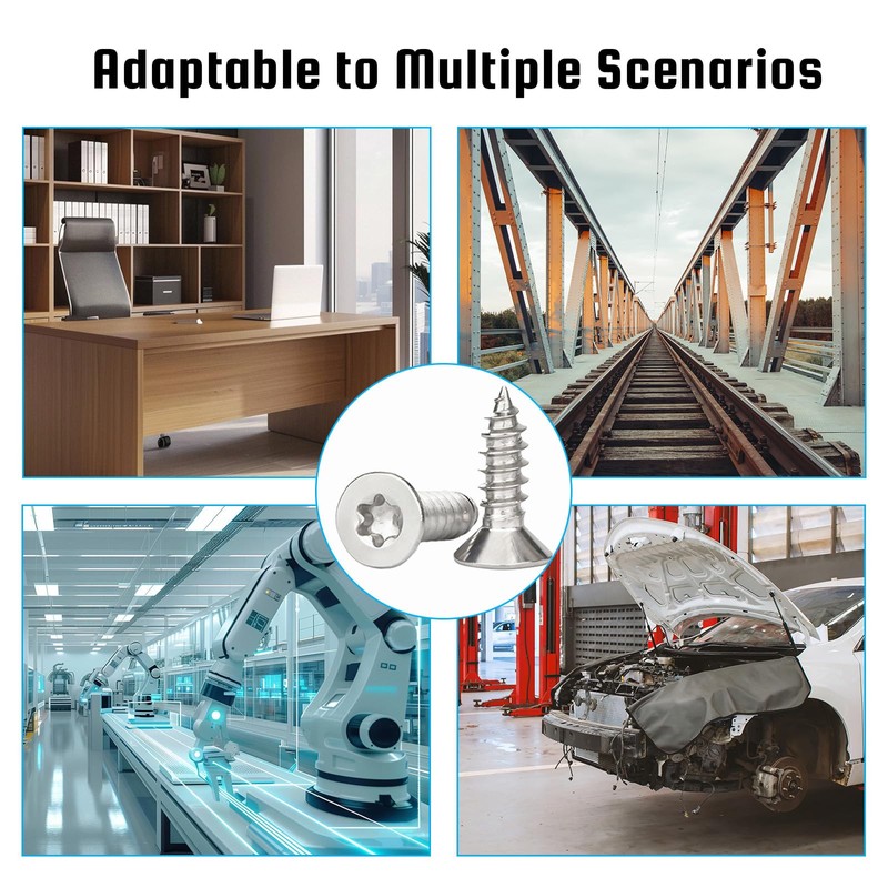 QANCEN Pack of 50 Wood Screws Torx Countersunk Screws Wood