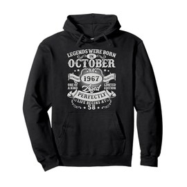 Legends Were Born in October 1967 Vintage 58th Birthday Men Pullover Hoodie