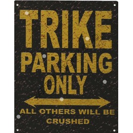 8X10in TRIKE PARKING SIGN RUSTIC STYLE 8x10in 20x25cm CAR SHED TIN GARAGE WORKSHOP WALL ART