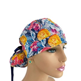 Turn Up Ponytail Medical Scrub Cap – Dancing Light in Multi. Scrub Hat for Women & Men tie Back | Working Cap with Holder. Bouffant, Scrub Hats for Women, Unisex Surgical Caps, Nurses Hats | Dr. Hats