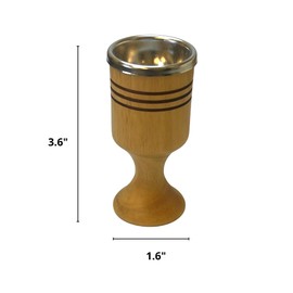 3 ARCHES USA Olive Wood Communion Cups with Stem and Stainless Steel Insert - 3.6" Holy Land Chalices for Churches and Ministries - Bethlehem Artisan Communion Cups (6-Pack)