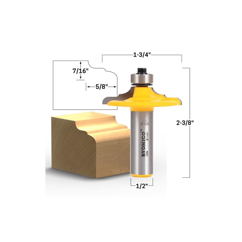 YONICO Cabinet Door Edge Router Bits Classical Euro Style 1/2-Inch