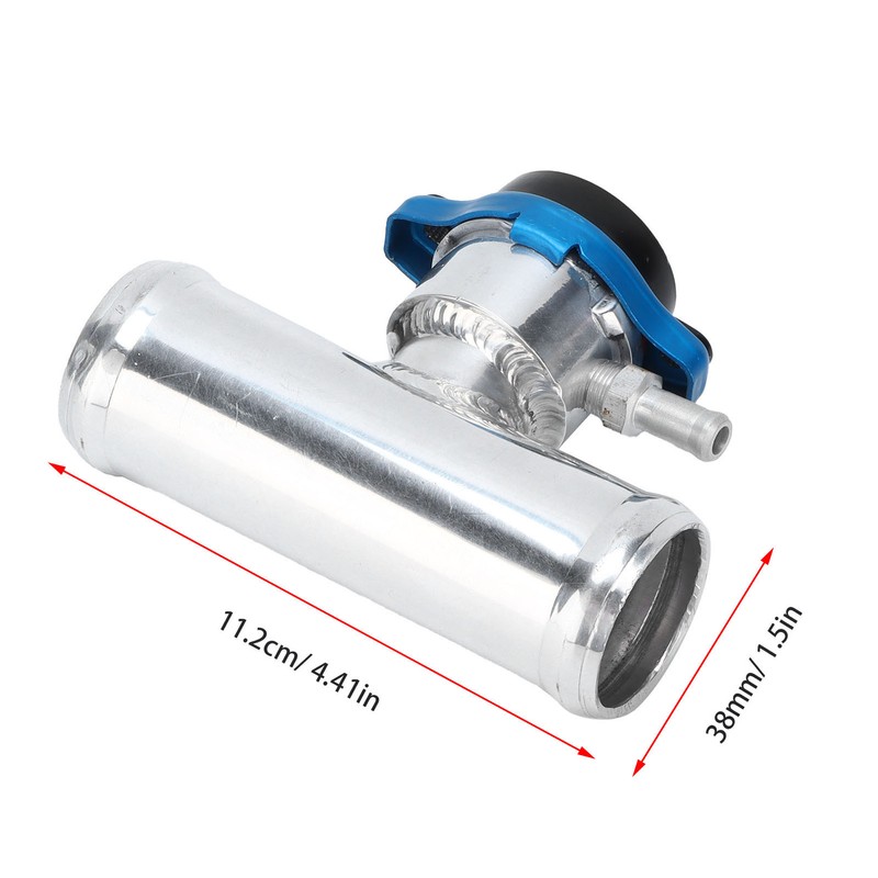 38mm/1.5in Inline Radiator Hose Filler Aluminum With Temperature Gauge for