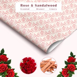 SCENTORINI Scented Drawer Liners, Scented Paper Liners for Drawers, Dresser Shelf, Closet, Rose & Sandalwood (6 Sheets)