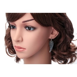 Szxc Women's Crystal Guardian Angel Wings Hypoallergenic Dangle Earrings Biker Jewelry - 2 1/4 inch, Copper, Silver, crystal