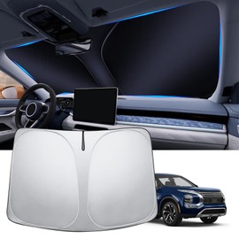 VEIROOM Windshield Sun Shade for Mitsubishi Outlander 2022-2025, Foldable Car Sunshade 2 Layes Reflective Polyester Block UV Sunshade for Outlander 2025 2024 Accessories