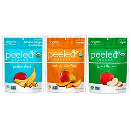 Peeled Organic Non-GMO Dried Fruit Snack Variety Bundle, (1) each: Banana/Mango/Pineapple, Mango, Apple - 2.8 Oz. Ea.