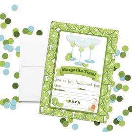 Margarita Time Party Invitations, 20 5"x7" Fill In Cards with Twenty White Envelopes by AmandaCreation