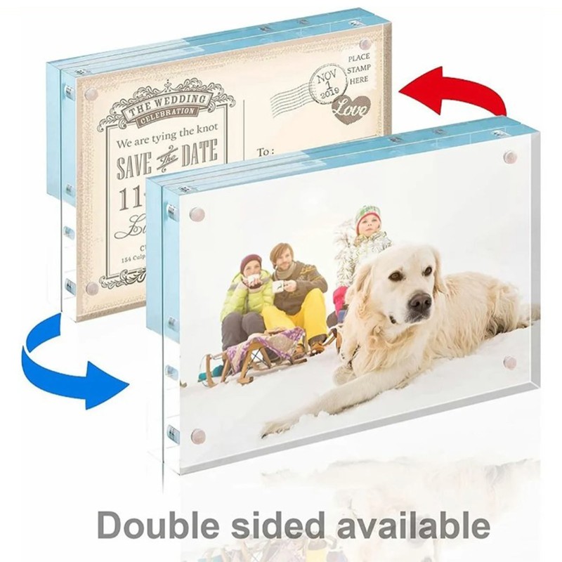 Acrylic Photo Frame Crystal Clear Frameless Double Sided Freestanding Photo