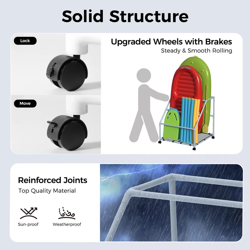 POOL FELLOWS Pool Float Holder, Poolside Float Storage, Rust-Proof Float