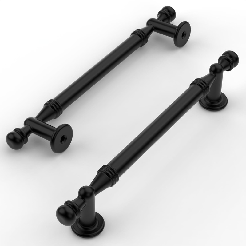 Amerdeco 10 Pack Matte Black Cabinet Pulls 5 Inch(128mm) Hole