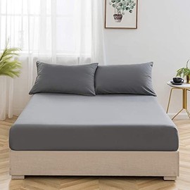 Extra Deep Fitted Sheet 100% Cotton 30cm/12’’ Elasticated Bed Covers Single Double King Super King Bedsheets. (Charcoal, Single)