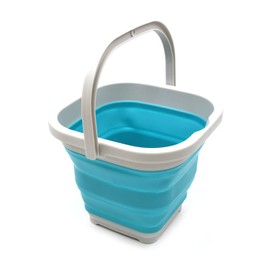 SAMMART 5L Square Collapsible Plastic Bucket - Foldable Square Tub - Portable Fishing Water Pail - Space Saving Outdoor Waterpot (Bright Blue)