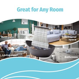 Homedics White Waters Relaxation Indoor Tabletop Fountain, Ambient LED Lighting and Natural Waterfall Sounds for Home, Office, Bedroom, Desktop, Spa and Décor, 6.10”x4.25”x10”