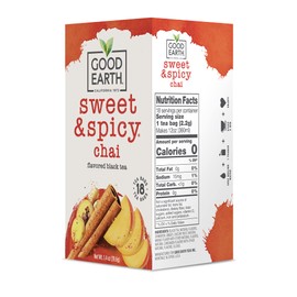 Good Earth Sweet & Spicy, Chai Black Tea, 18 Tea Bags (Pack of 6)