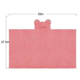 Baby Bath Towel Ultra Soft Hooded Towel Highly Absorbent Bathrobe Blanket Toddlers Shower Gifts for Boys Girls-Extra Large 27.5" x 55" (Pink Frog)