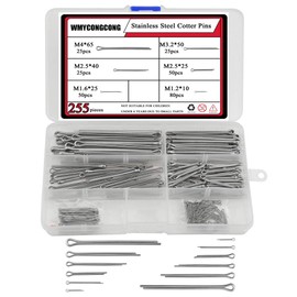 WMYCONGCONG 255 PCS Cotter Pins Assorted Kit Stainless Steel Split Pin Assortment Cotter Pins Clip Key Fastener for Automotive Mechanics Small Engine Repair