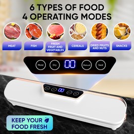 Vacuum Sealer Automatic Air Sealing Food Vacuum Sealer Machine for Dry and Moist Food, Includes 10 Sealer Bags for Food