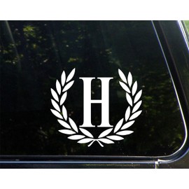 Sweet Tea Decals Letter H, Medium Size, Decorative Monogram - 6-3/4" x 5-3-/4"- Vinyl Die Cut Decal/Bumper Sticker for Windows, Trucks, Cars, Laptops, Mailboxes, Tumblers, Glasses. Mugs, Etc.