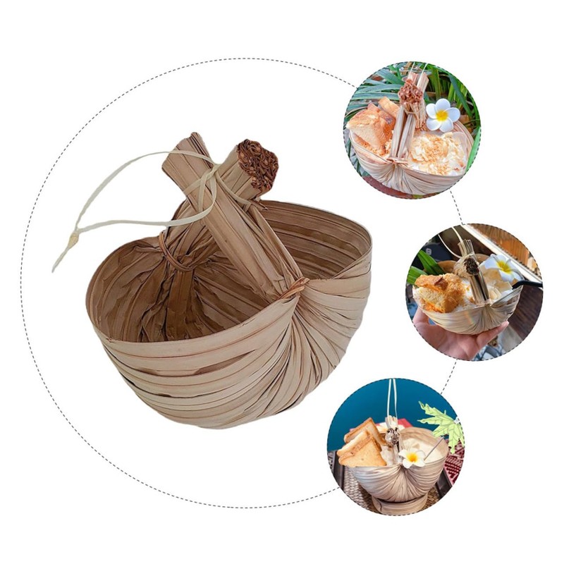 FUNOMOCYA Elegant Palm Leaf Smoothie Bowl for Milk Tea Desserts