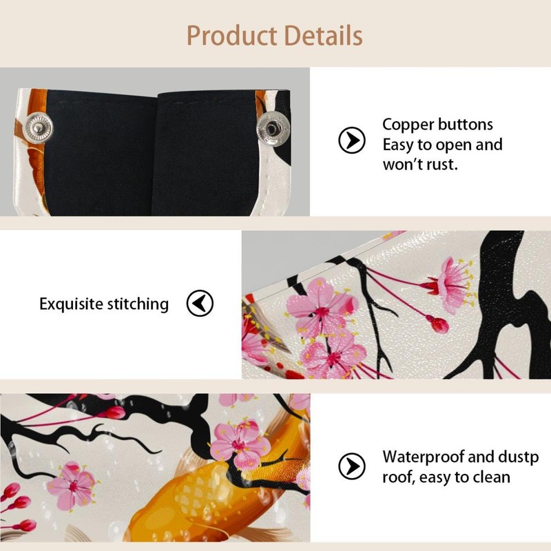 2 Pack Tissue Box Cover Holder, Koi Fish and Cherry