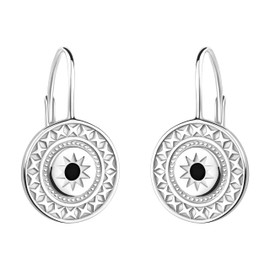 SOFIA MILANI - Women's Earrings 925 Silver with Zirconia Stones - Sun Stars Circle Earrings, Sterling Silver, Zircon