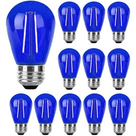 Sxminer 15 Pack S14 LED Bulbs Blue 2W Plastic Shatterproof LED Replacement Bulbs for Outdoor String Light LED Edison Bulbs E26 Base Decorative Bulbs for Christmas Wedding Party Home Patio Decor(Blue)