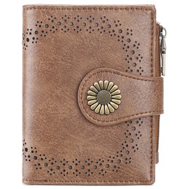SENDEFN Small Purse for Women Bifold RFID Blocking Card Holder Leather Wallets with Zipper Coin Pocket