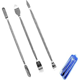 Spatula Set, 3-Piece Set, Spatula Tool, Repair Tool, Double-Ended Metal Spatula, Craft Tool, Spatula, Tool, Metal Spatula, Work Rod, PC, Smartphone, Disassembly, Replacement (Silver)