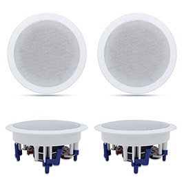 Herdio 5.25'' in Ceiling Speakers 600W 2-Way Flush Mount in Wall Speaker for Home Theater, Indoor, Bathroom, Office, Covered Porches (2 Pairs, White)