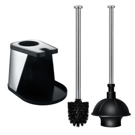 ToiletTree Products Modern Deluxe Freestanding Toilet Brush and Plunger Combo (Black - 7.5" x 9" x 20.5")